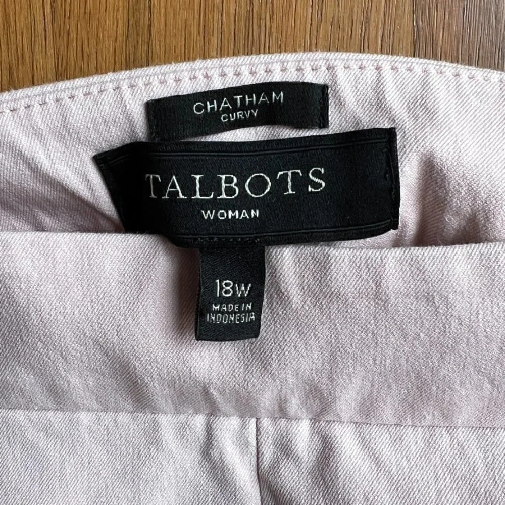 Talbots Women Chatham Curvy Pants, Light Pink, 18W
